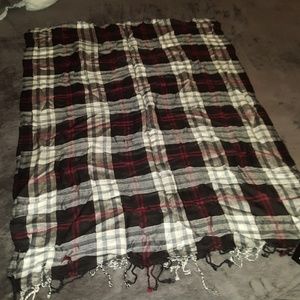 Black.Red,White,Gray Plaid Scarf